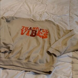 Thanksgiving  Beige Fleece-Lined Sweatshirt
